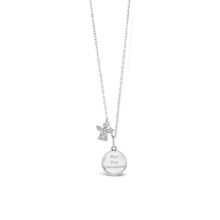 Absolute Kids Collection Silver FHC Disc With Angel Pendant And Chain