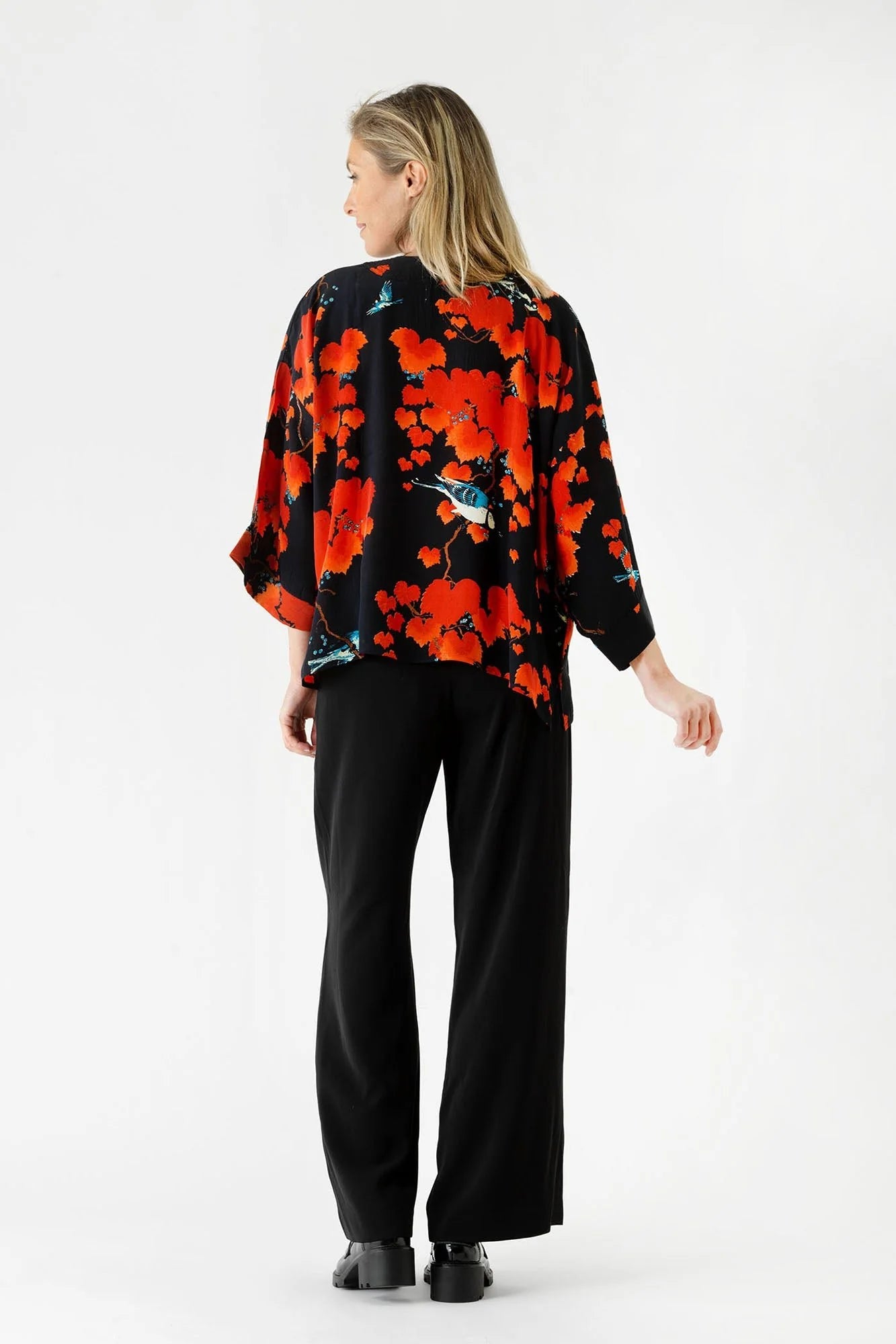 Acer Black Crepe Kimono