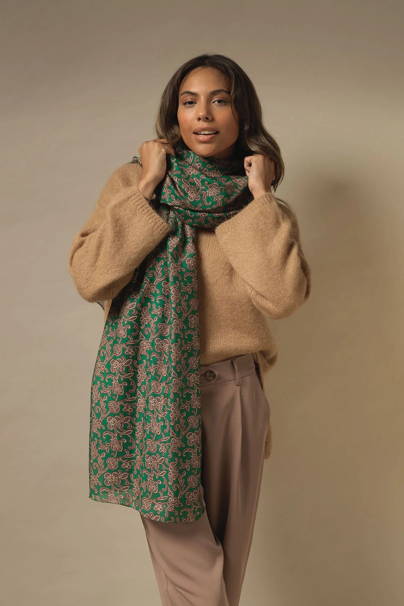 Floral Paisley Green Scarf