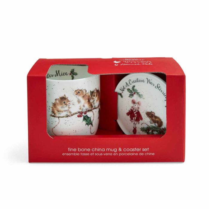 'Family Christmas' robin mug and coaster set