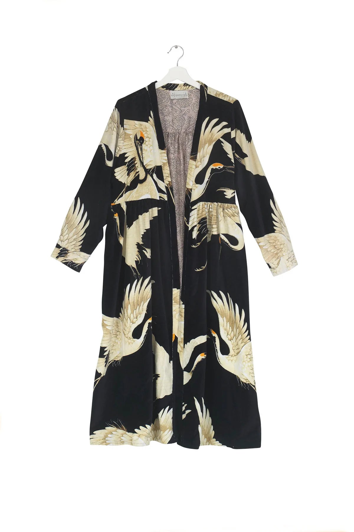 Stork Black Velvet Duster Coat
