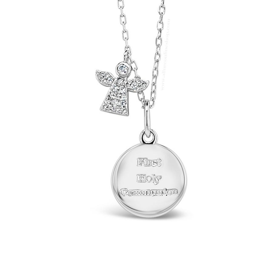 Absolute Kids Collection Silver FHC Disc With Angel Pendant And Chain