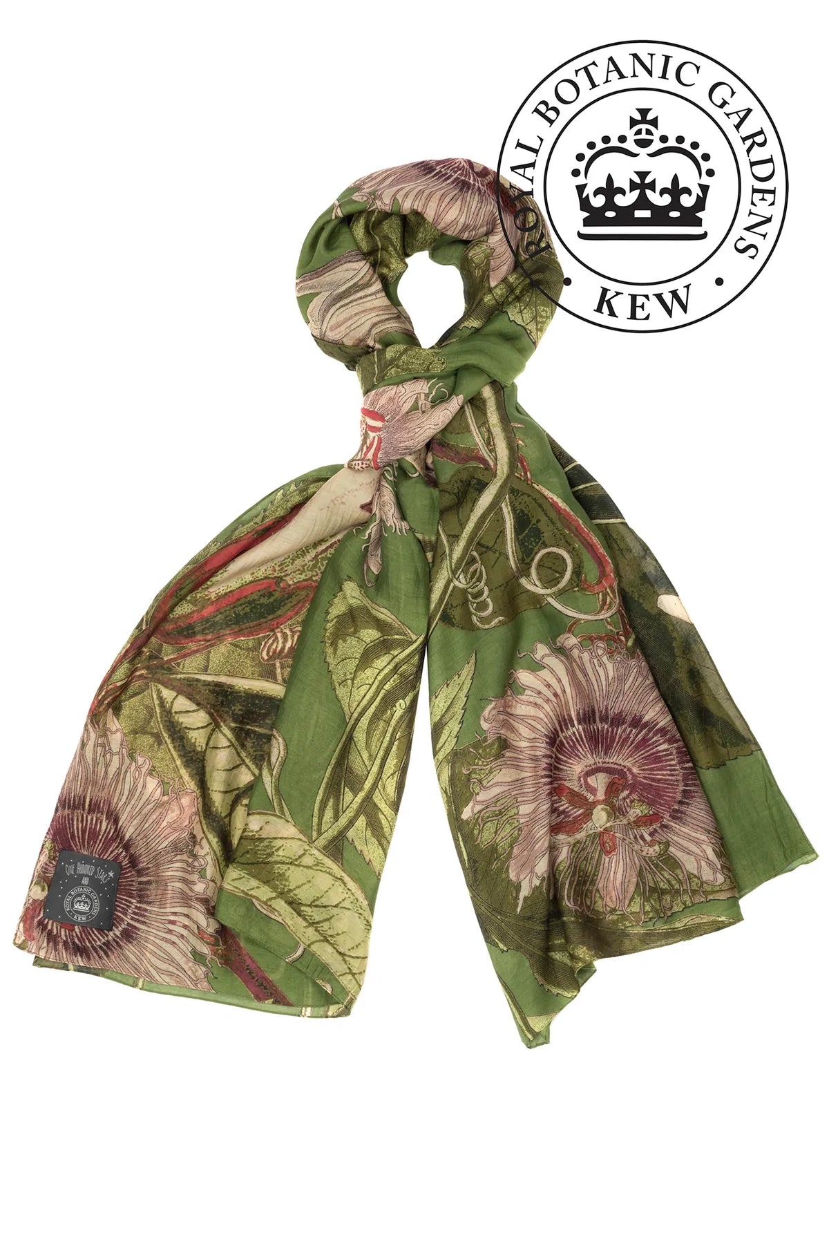 KEW Passion Flower Green Scarf