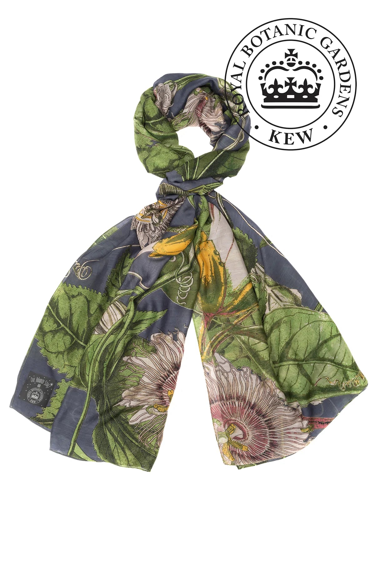KEW Passion Flower Grey Scarf