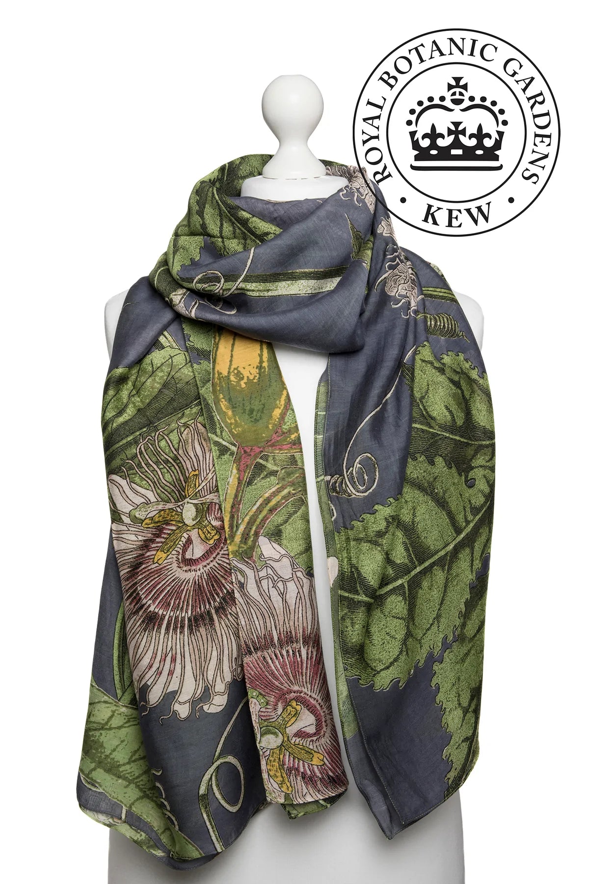 KEW Passion Flower Grey Scarf