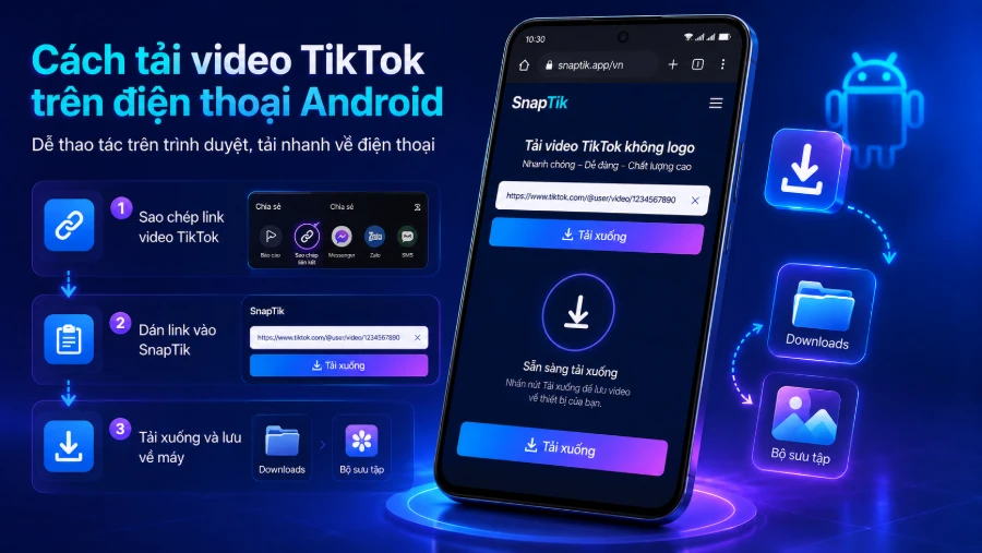 Cách tải video băng SnapTik Trên Điện thoại