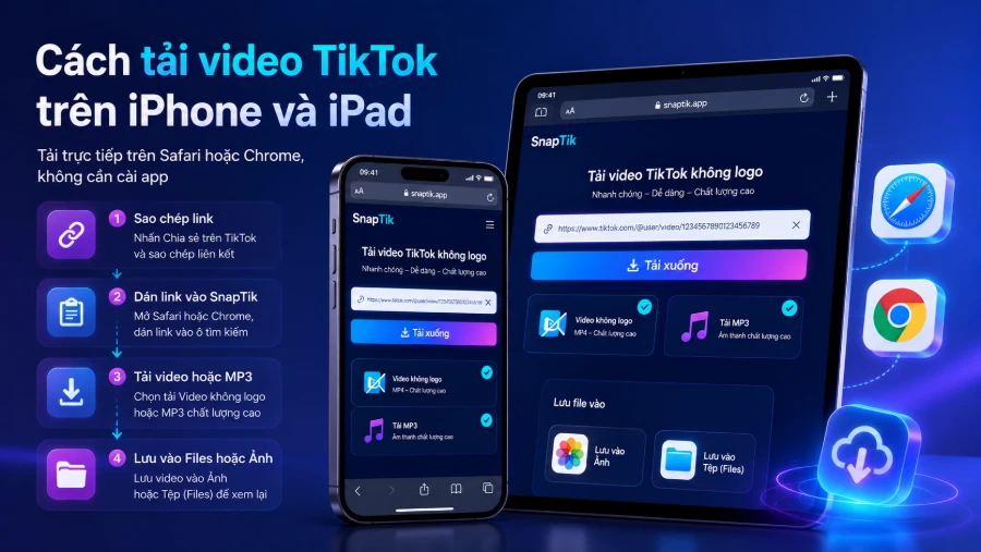 Cách tải video băng SnapTik Trên Iphone